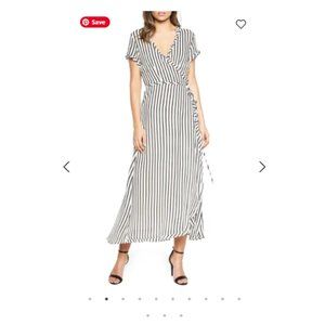 Bardot Adie Stripe Midi Wrap Dress